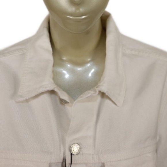 Zara Denim Jacket Unisex Size Small Distressed White/Cream Graffiti Printed - Picture 3 of 8